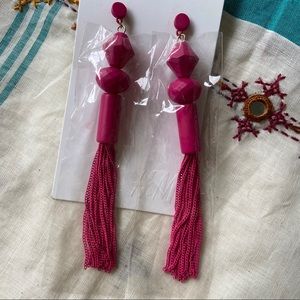 H&M Hot Pink Chain Tassel Earrings 🆕